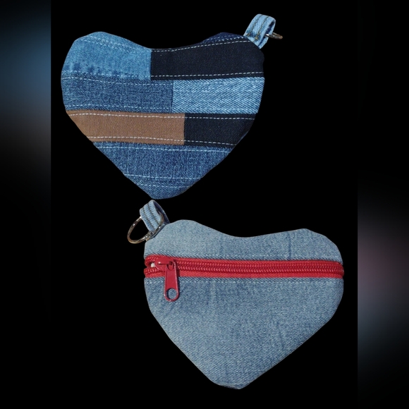 Handmade Handbags - Handmade Upcycled Heart-Shaped Denim Purse 2